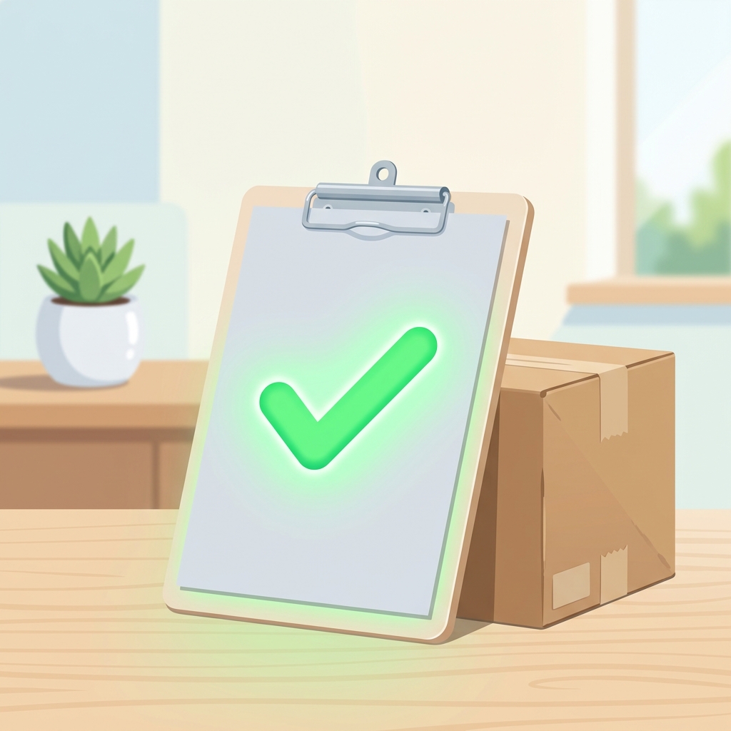 Illustration of a clipboard with a checkmark next to a box